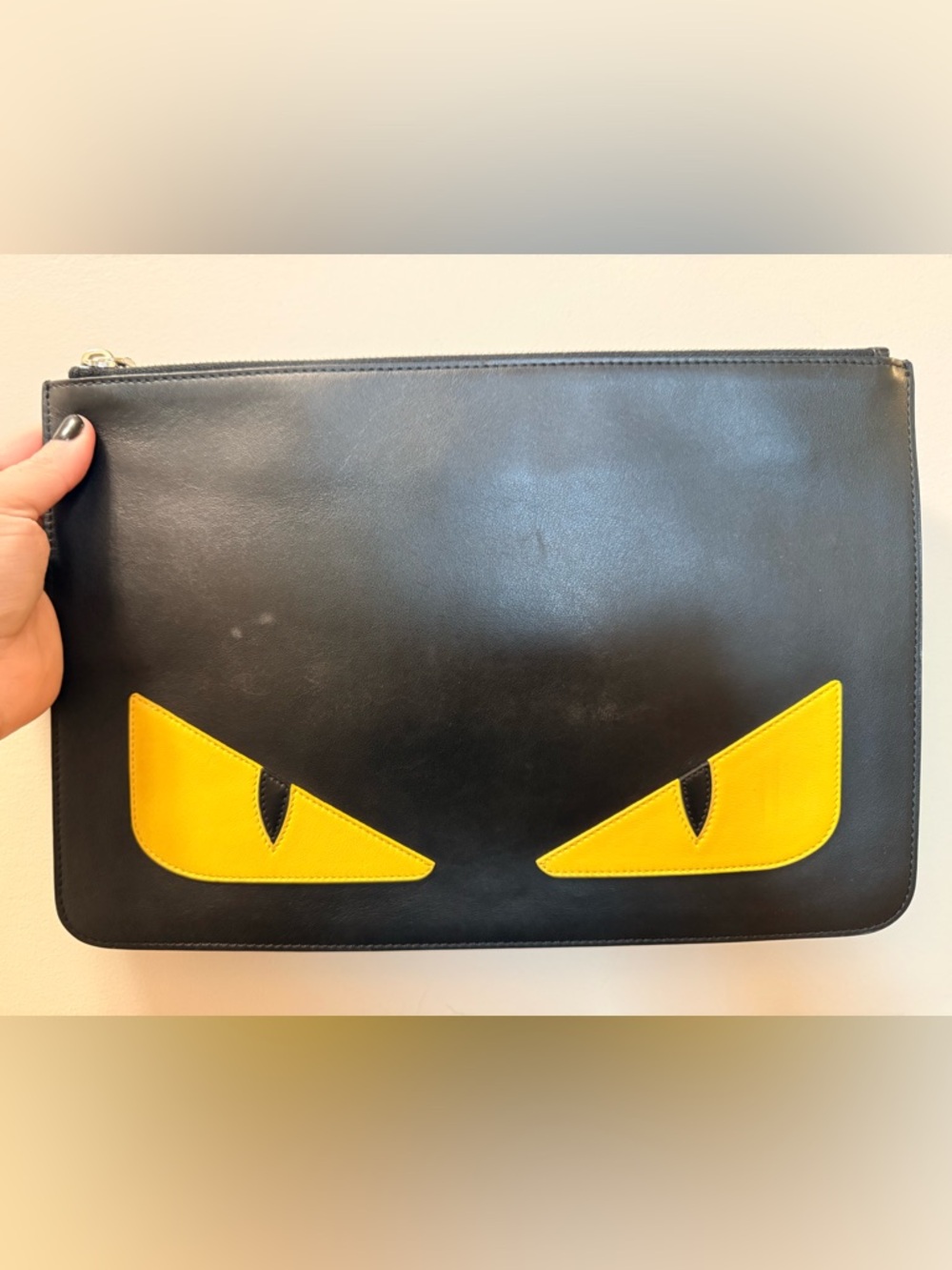 *Authentic* FENDI Monster - Leather Yellow Eye Document Pouch / Clutch